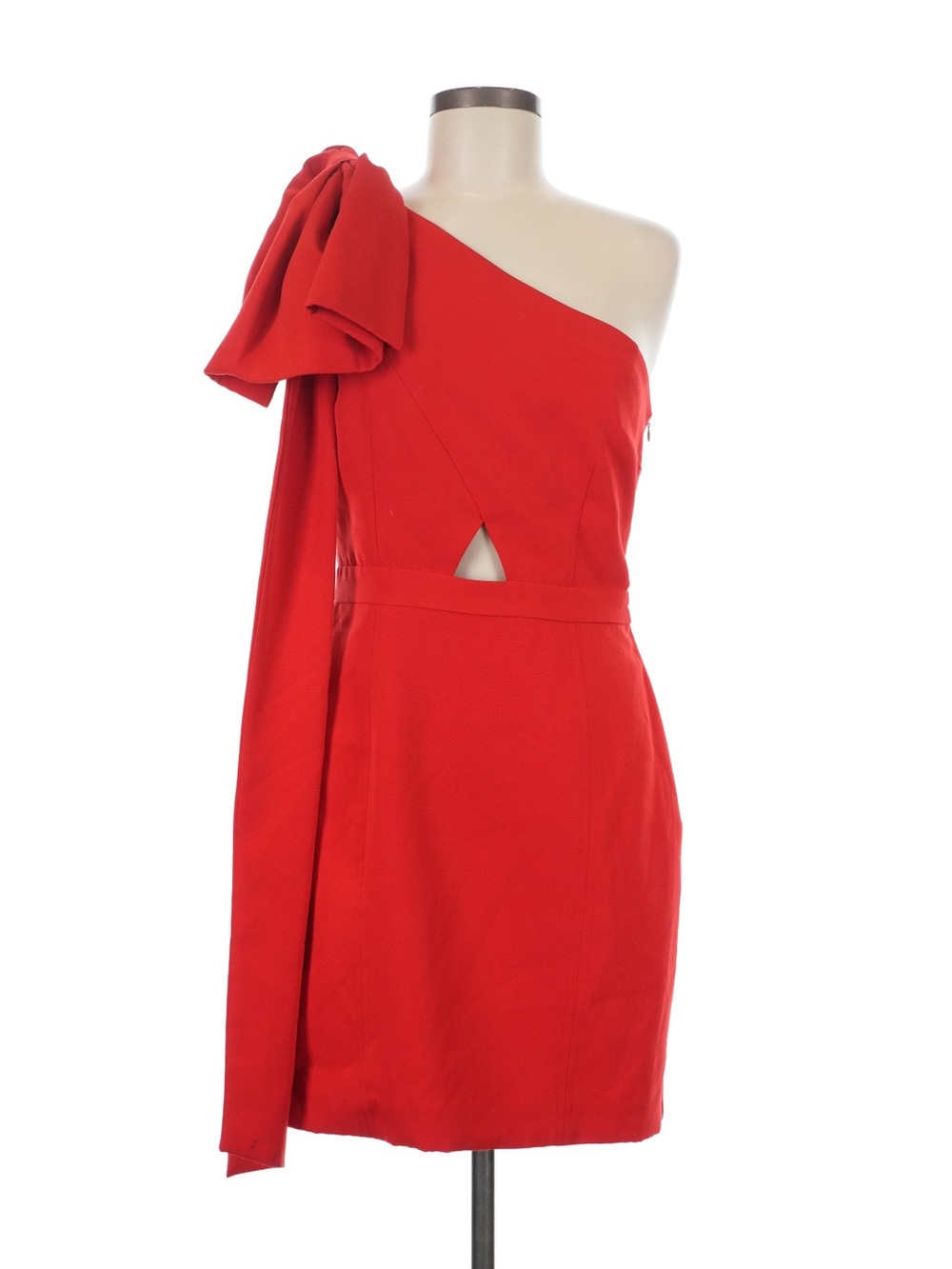 Toccin RTR Dresses One-Shoulder Red Cocktail Dress with Draped Bow